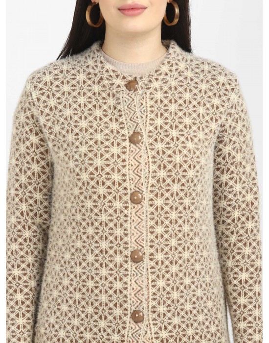 Women Long coat brown Front Design with button